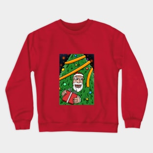 Santa claus hide in christmas tree Crewneck Sweatshirt